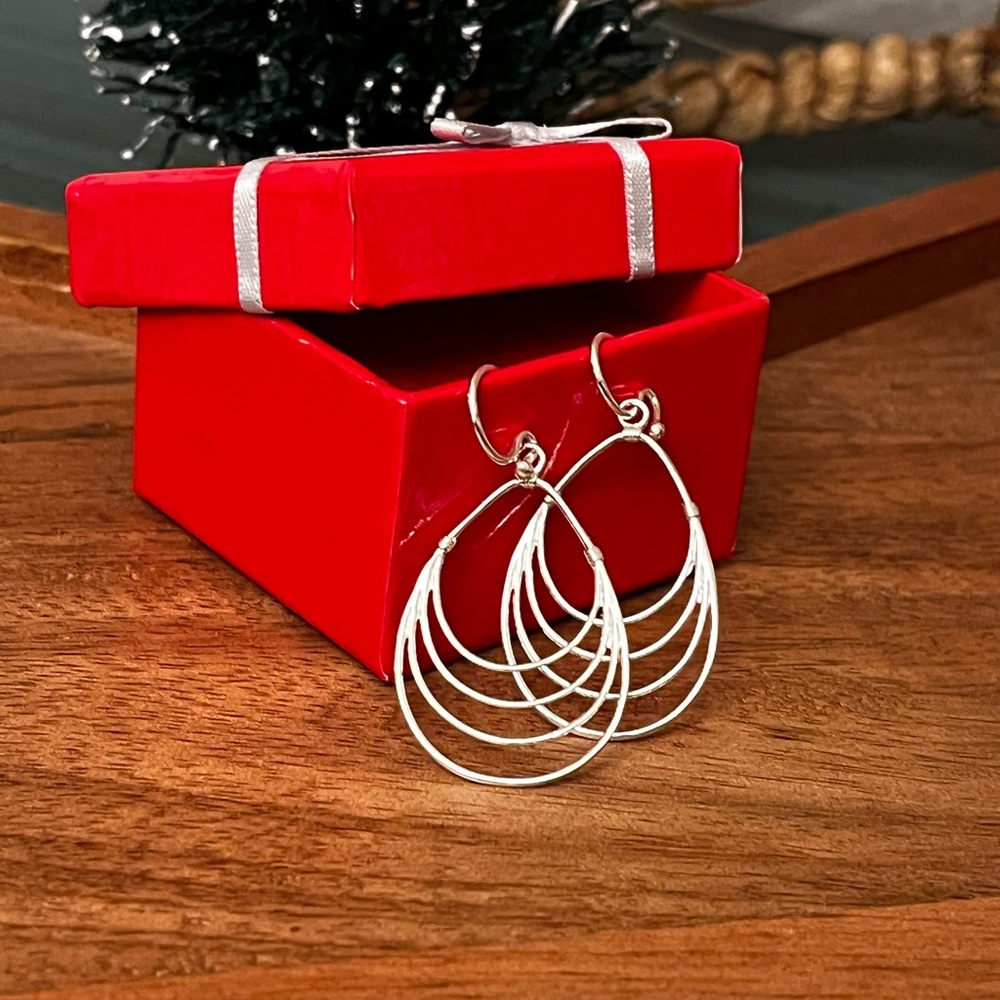 Sterling silver 925 multi hoop earrings. Beautiful, perfect Christmas gift!